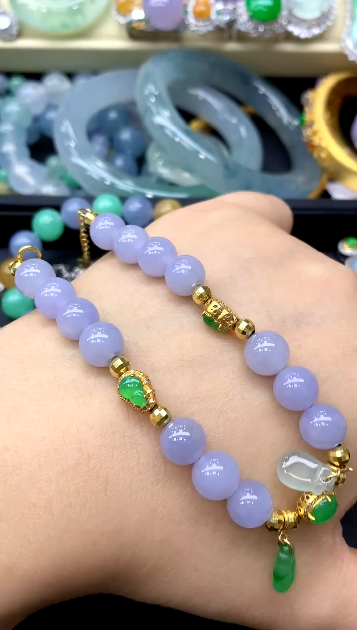 足金镶嵌手链翡翠629-中国好珍宝