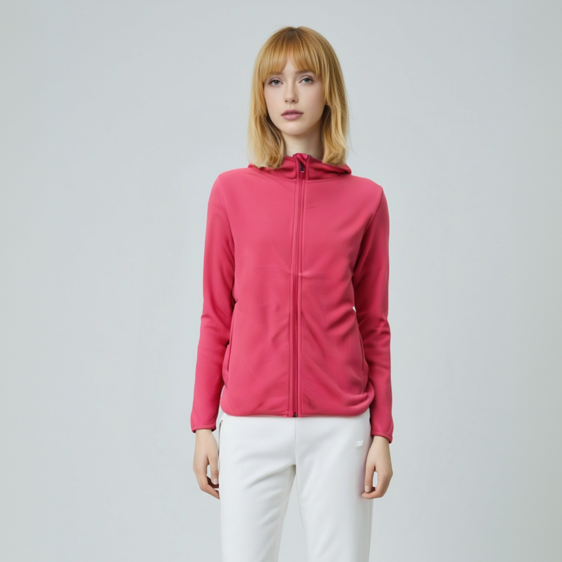 BM21023 城市户外运动保暖外套女士秋季加厚连帽休闲拉链抓绒衣