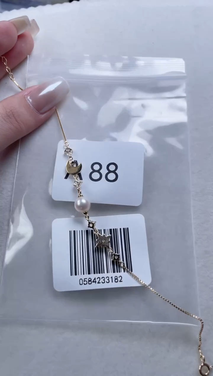 银S925镶嵌手链海水珍珠A88