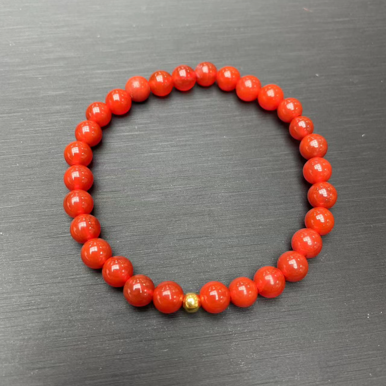 优选设计款红红红火火锦红18K云南红玛瑙金珠手串多样性发其一