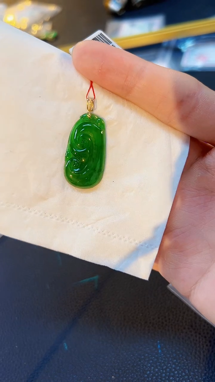 翡翠18K金镶嵌颈饰缅料A货/支持复检/一件