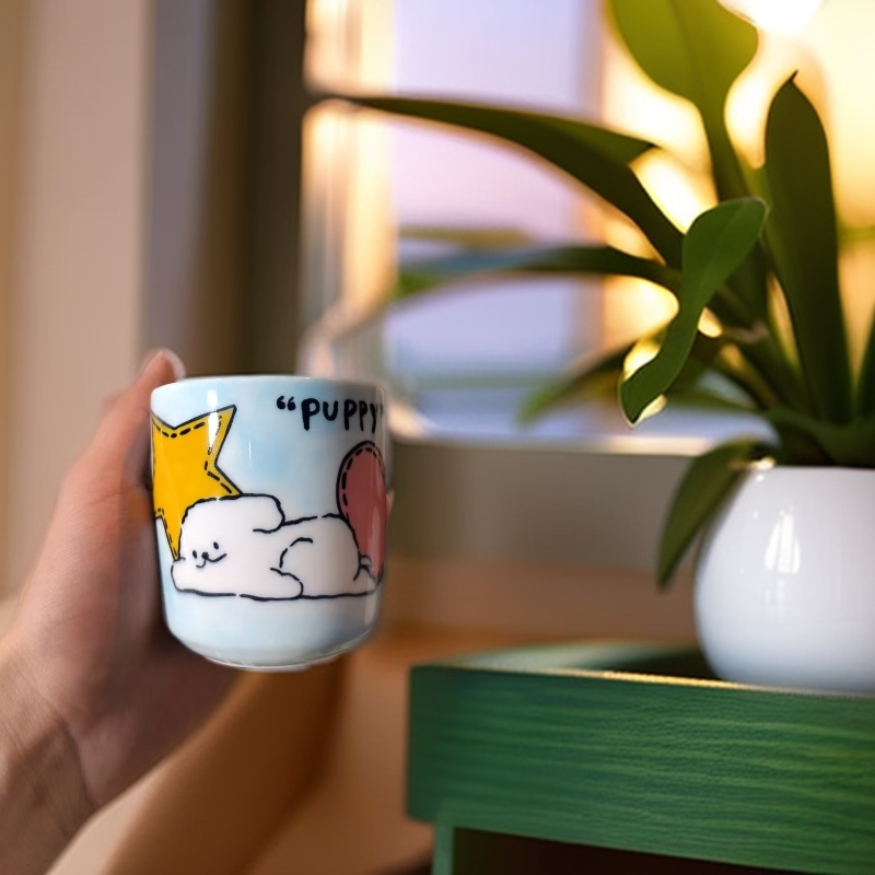 手工卡通小熊蓝色茶杯000
