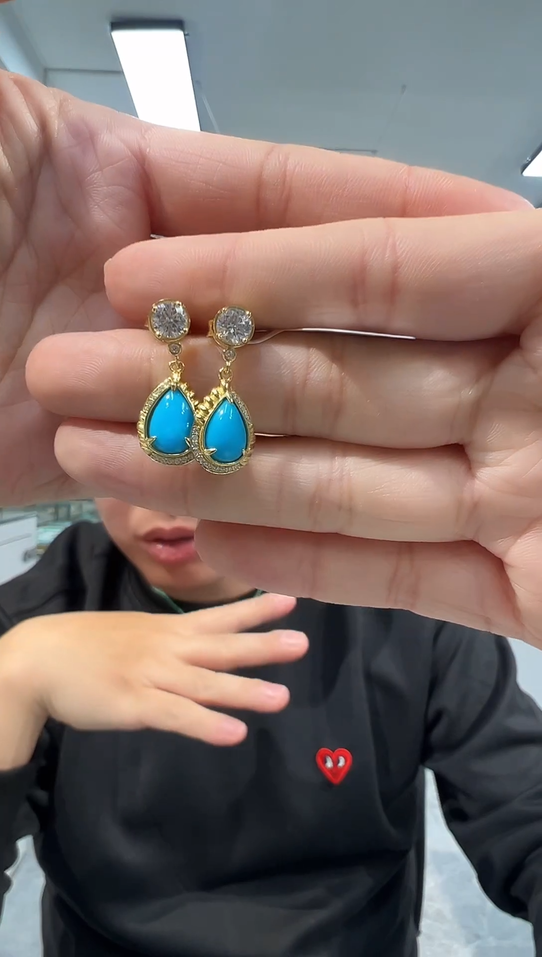 【闪购商品】绿松石耳环银S925镶嵌发货一件