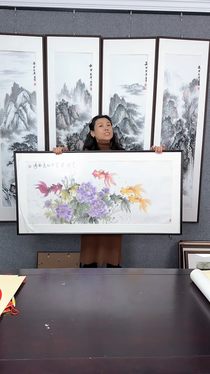 【闪购商品】国画紫藤花实木装裱