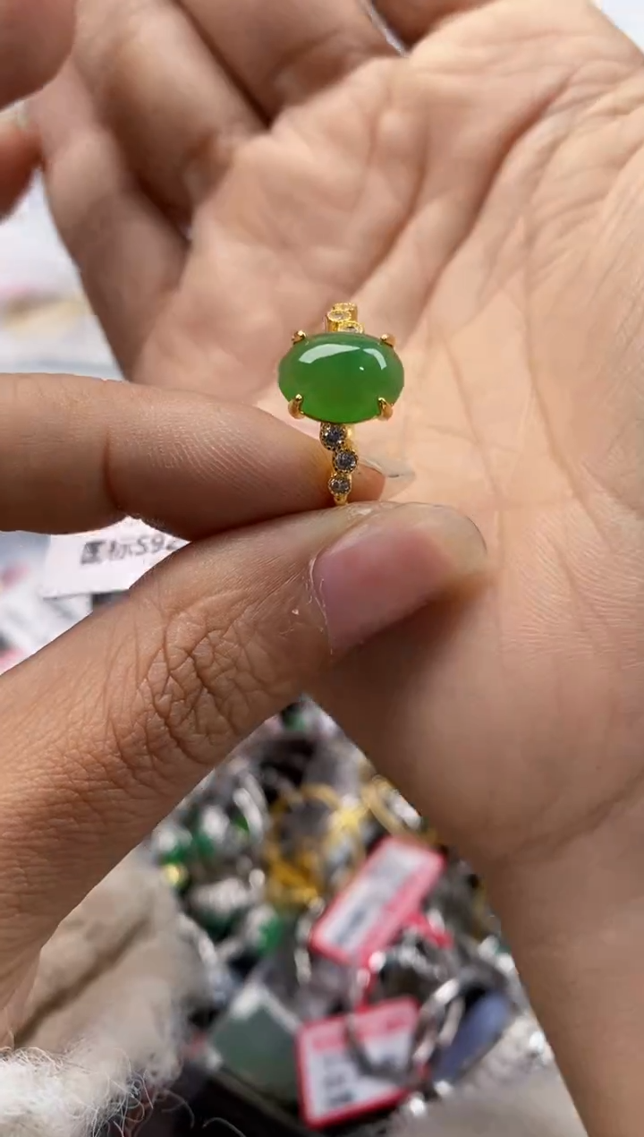 银S925镶嵌戒指翡翠1010---4