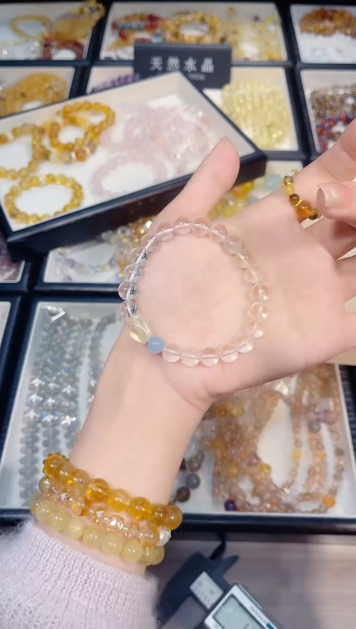 未镶嵌手串水晶白水晶海蓝宝