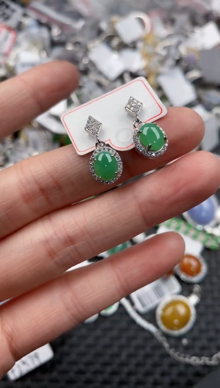 银S925镶嵌戒指翡翠11               21