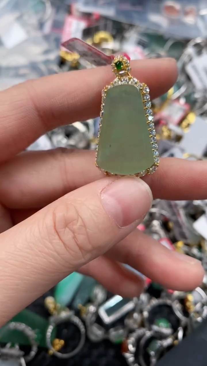 银S925镶嵌戒指翡翠444      5