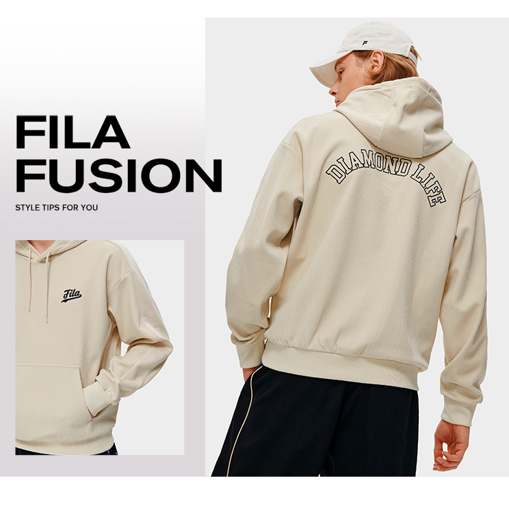 FILA FUSION 斐乐秋季户外休闲字母连帽卫衣男士 T11M312205F