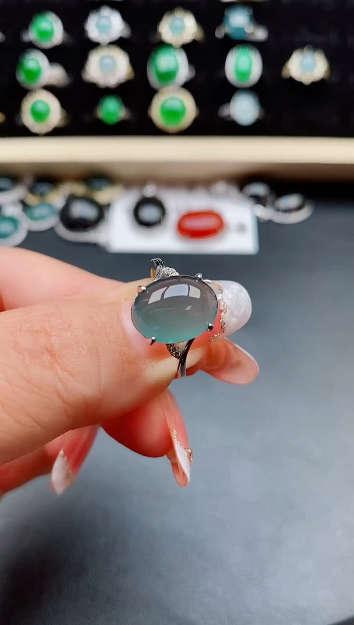 【闪购商品】翡翠戒指银S925镶嵌0850800