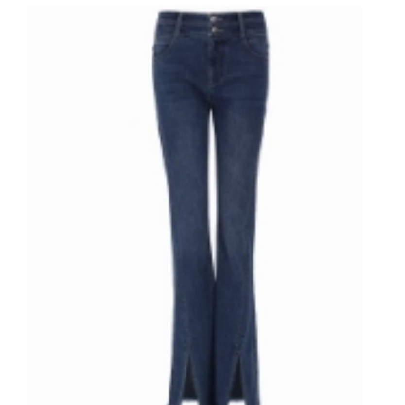 【小七专属】开叉秋季牛仔裤高腰弹力女裤适中女士水洗喇叭裤修身