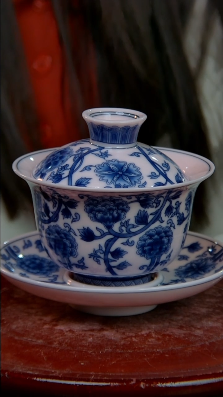 摆件陶稀土牡丹三才