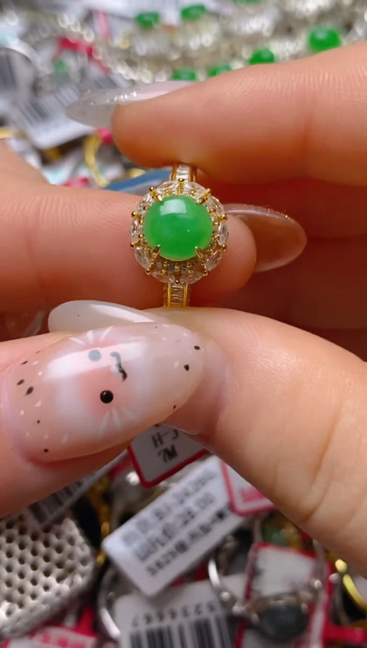 银S925镶嵌戒指翡翠百内无证书