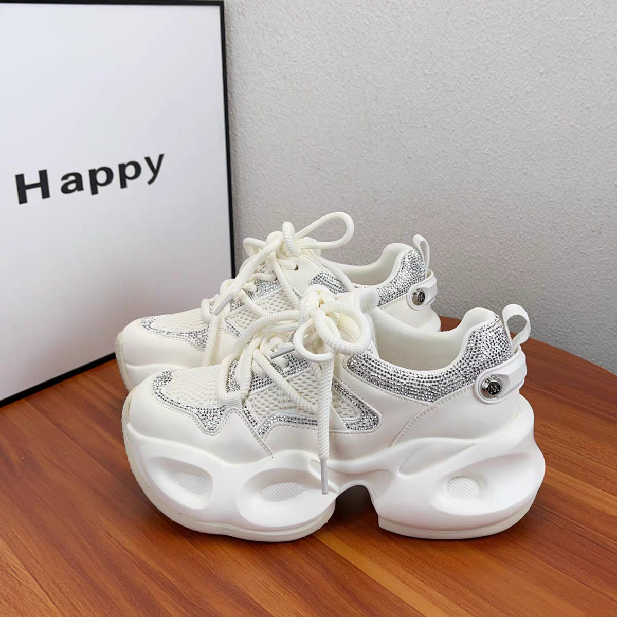 芳姐夏季百搭水钻休闲老爹鞋