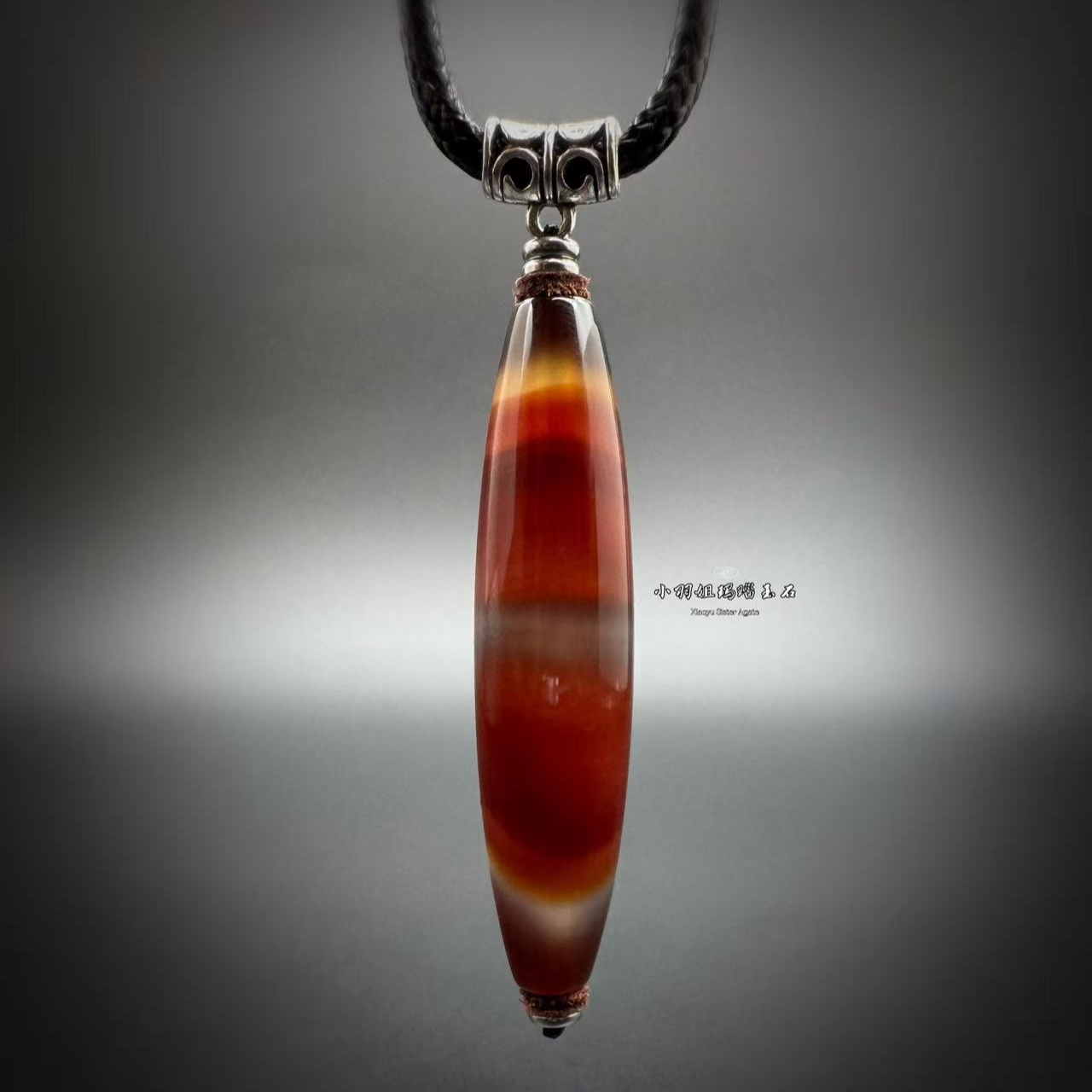 天然缠丝玛瑙满线吊坠 尺寸 60*14
