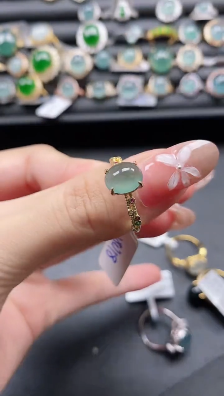 【闪购商品】翡翠戒指银S925镶嵌11111