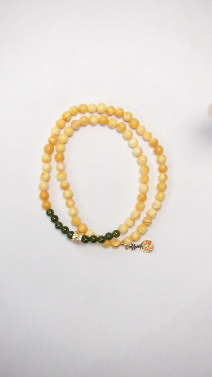 【闪购商品】琥珀手链未镶嵌花蜡碧玉双圈