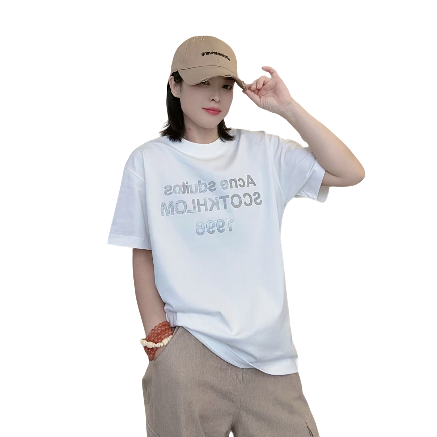 重磅AC领标T恤时尚宽松圆领重工情侣潮流休闲百搭短袖