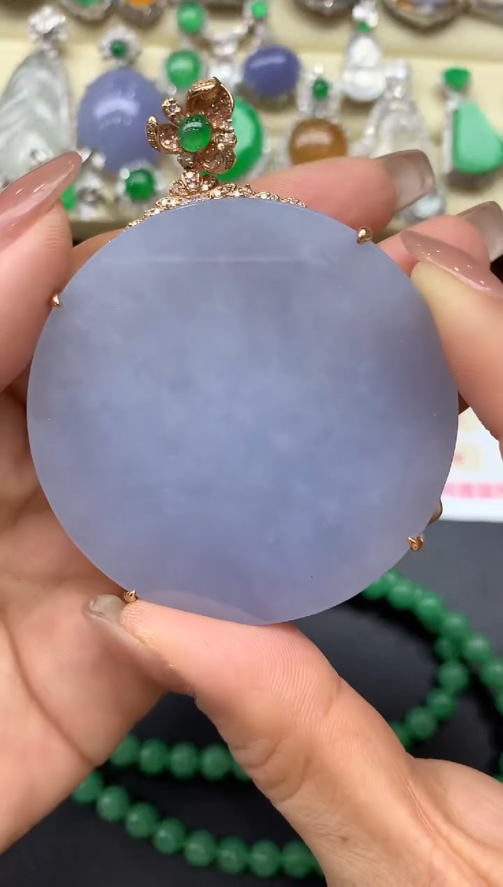 颈饰18K金镶嵌翡翠431-中国好珍宝