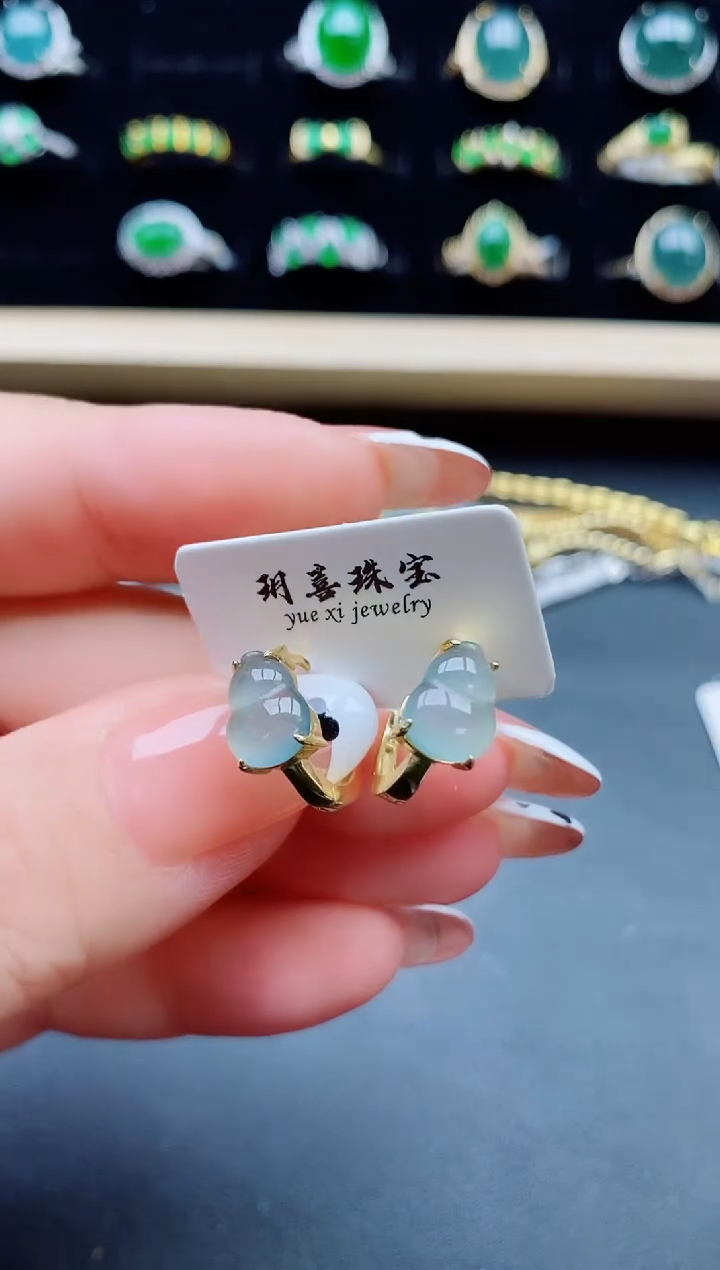 【闪购商品】翡翠银S925镶嵌耳饰5085580