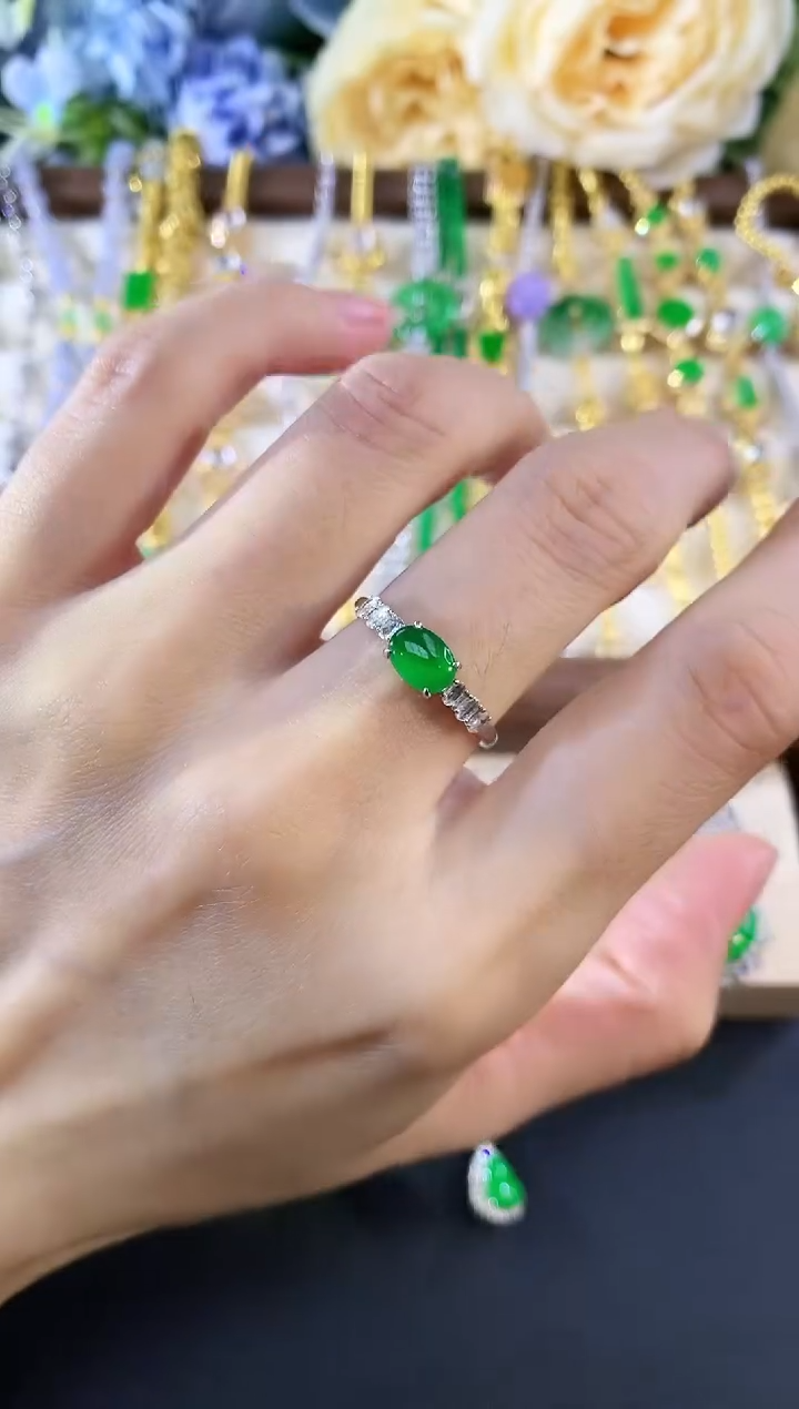 18K金镶嵌戒指翡翠174|5980