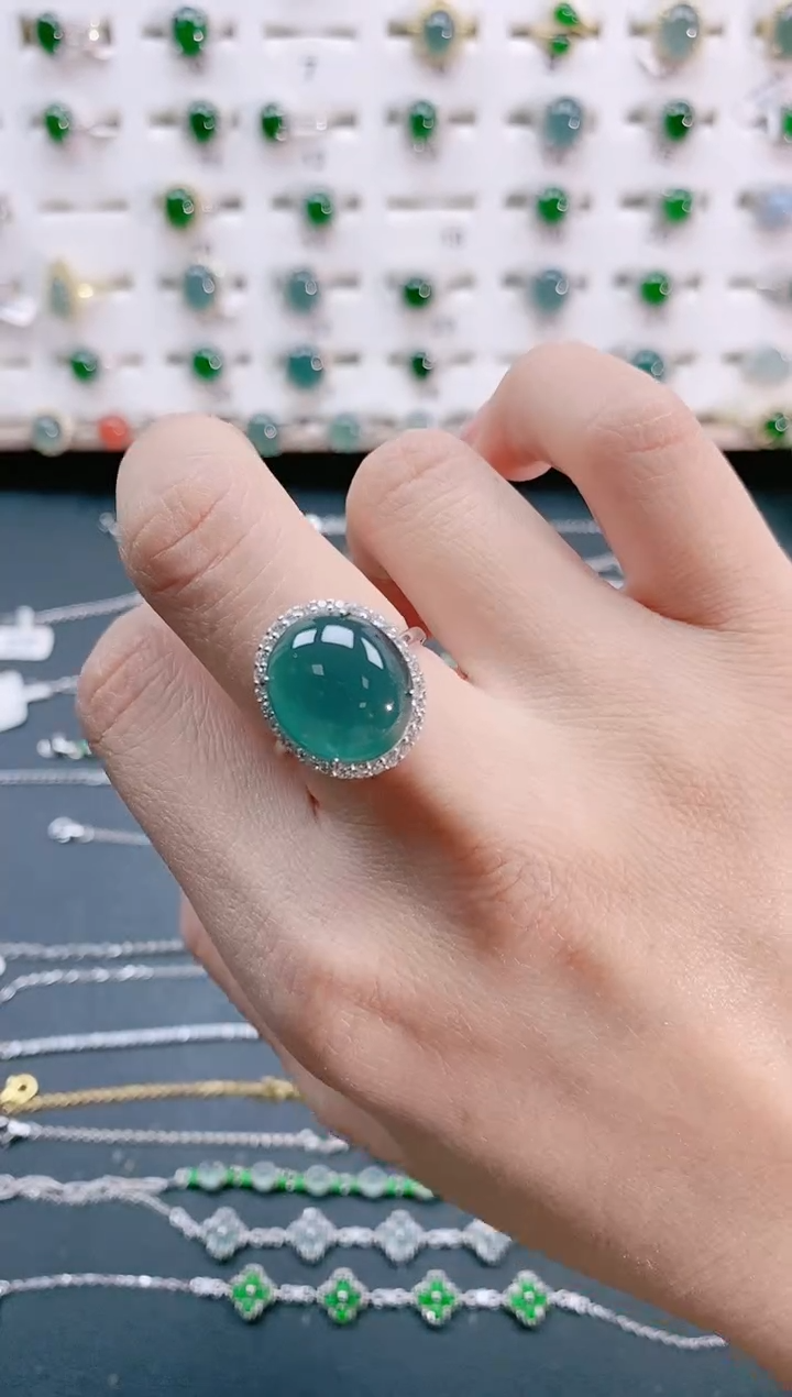 【闪购商品】翡翠戒指银S925镶嵌天然翡翠