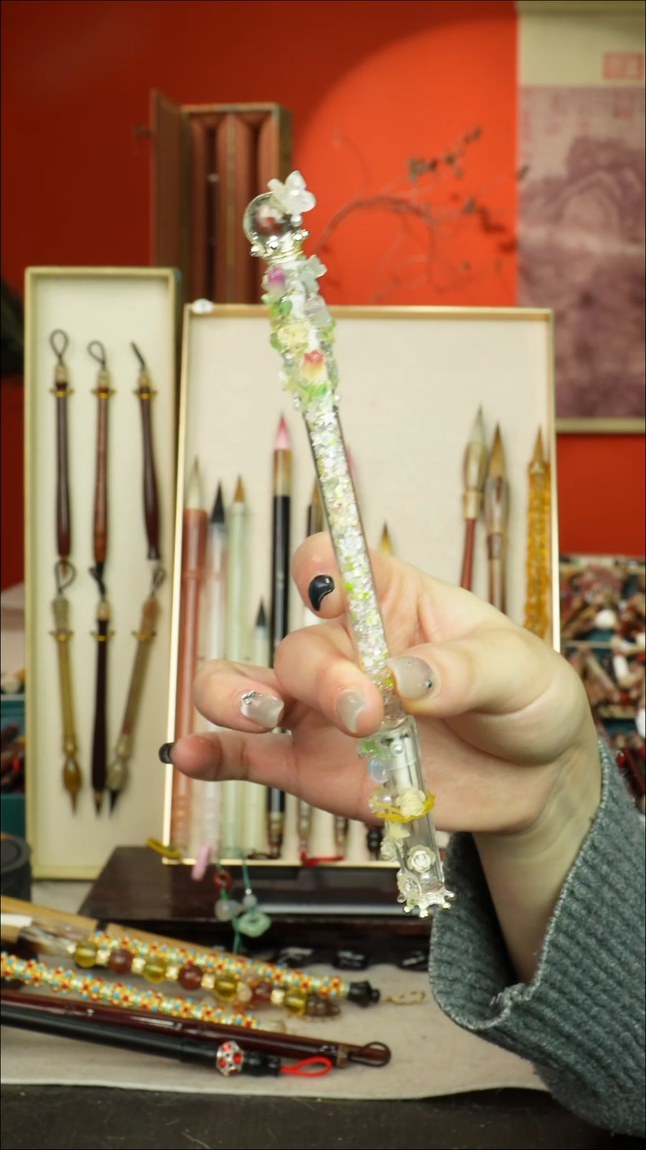 185号闪孤品高货毛笔链接 清水试笔 蘸墨不退