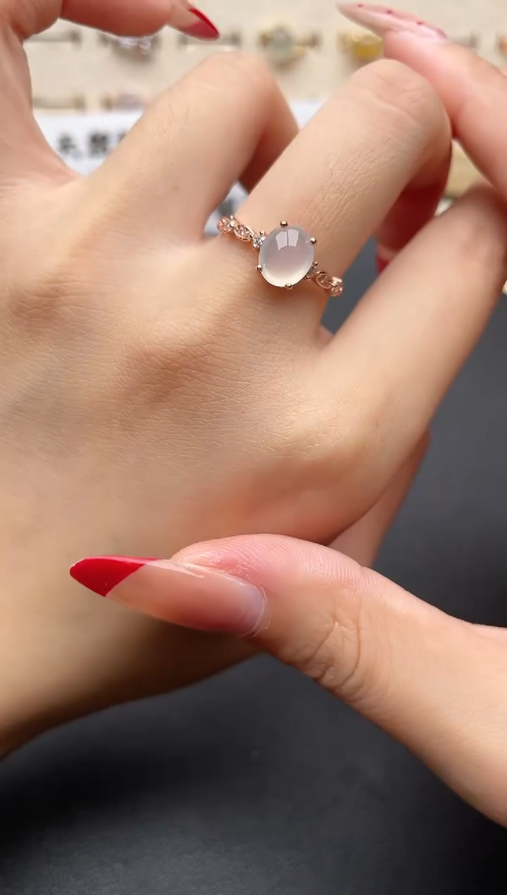 【闪购商品】翡翠戒指银S925镶嵌一物一证一礼盒