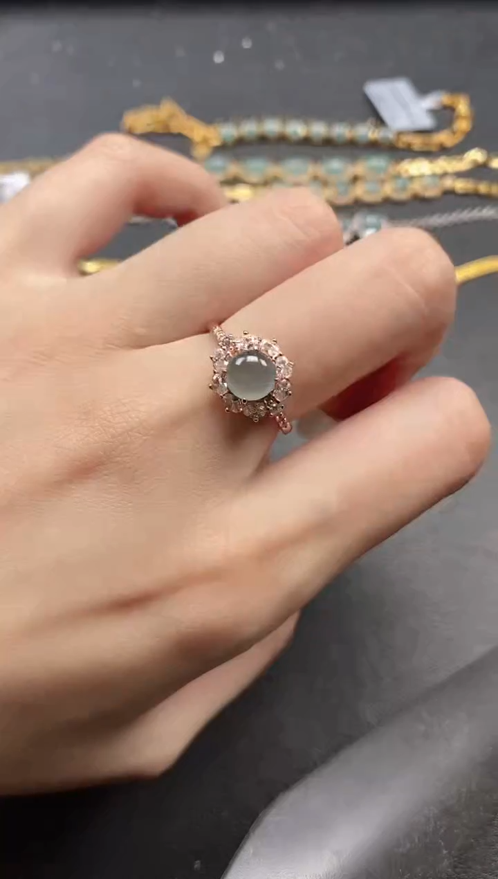 银S925镶嵌戒指翡翠51511