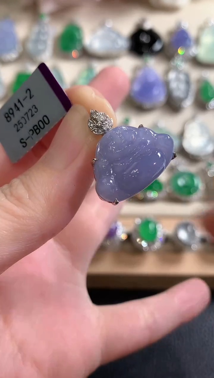 吊坠(不含链)18K金镶嵌翡翠冬日珠宝W15紫货有色差