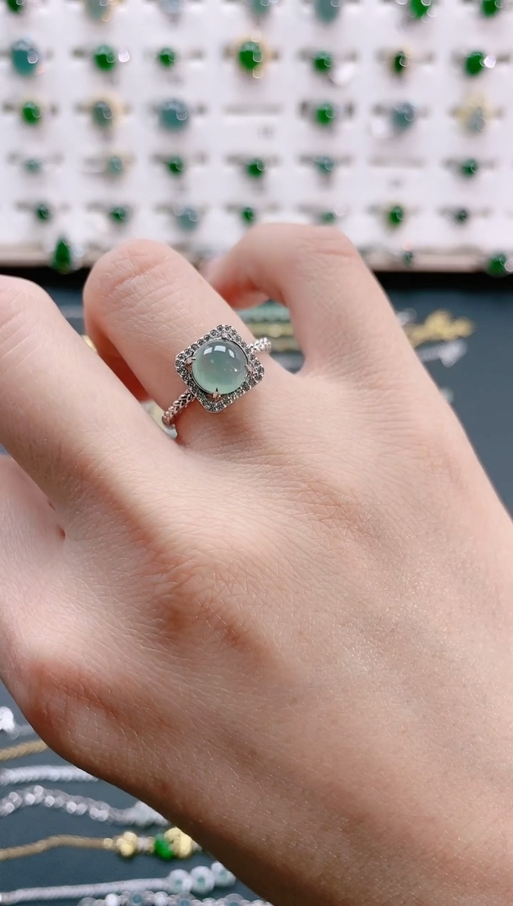 【闪购商品】翡翠戒指银S925镶嵌天然翡翠