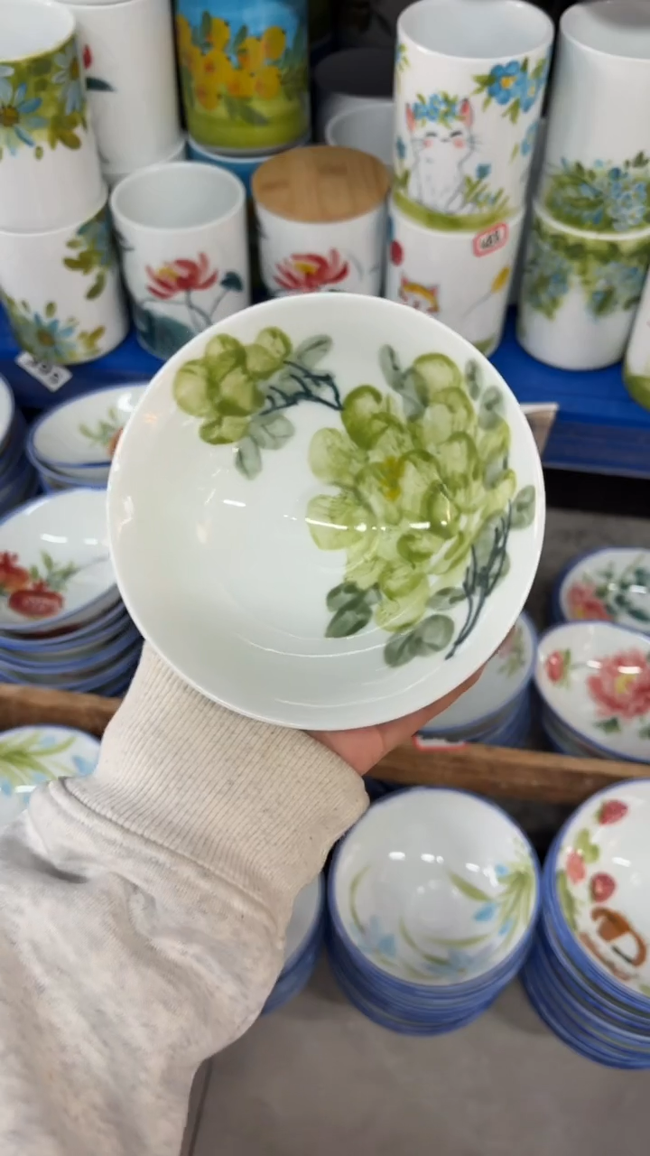 瓷片景德镇高温陶瓷食品级手绘釉中彩-斗笠碗