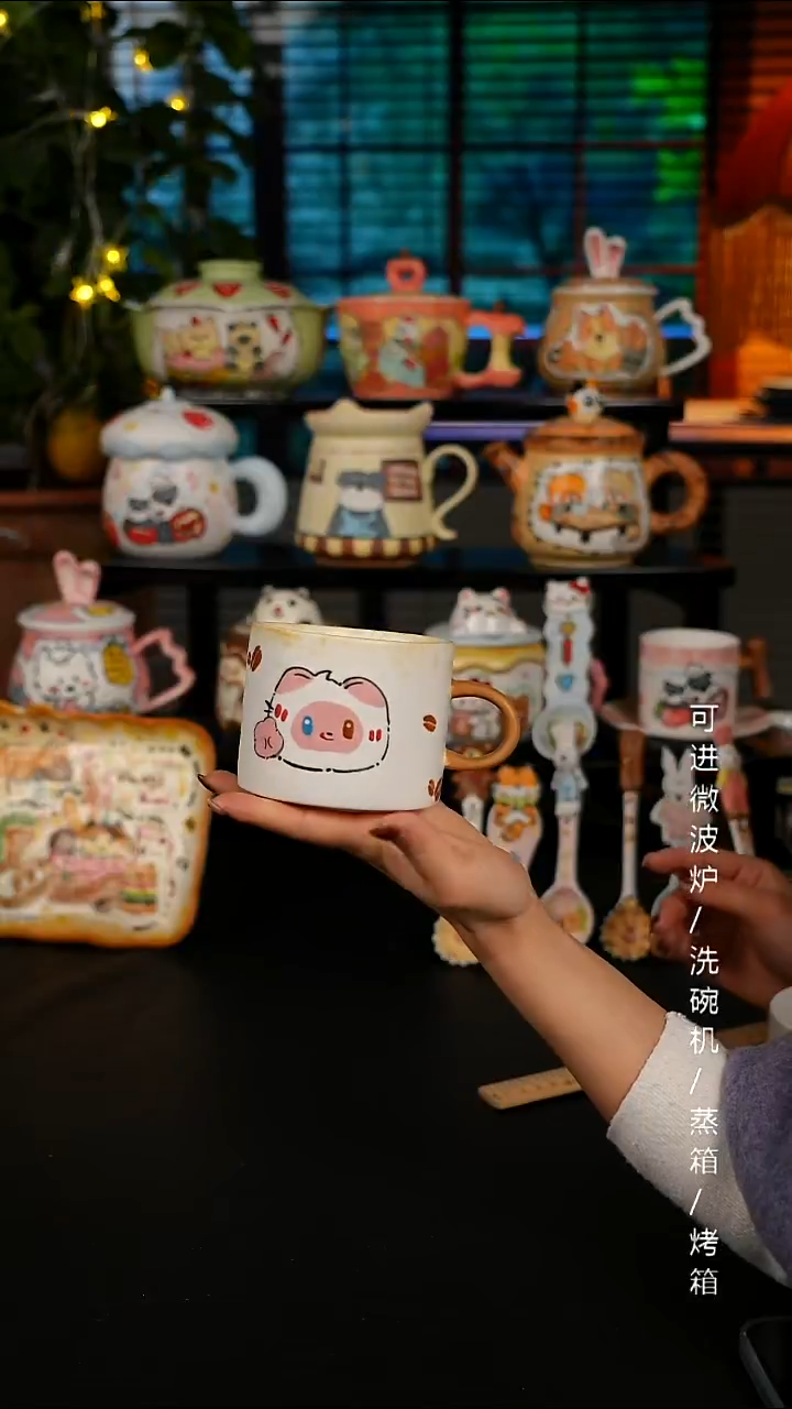 陶瓷无盖款景德镇高温釉下彩纯手绘创意瓷 默认微瑕 不退不换