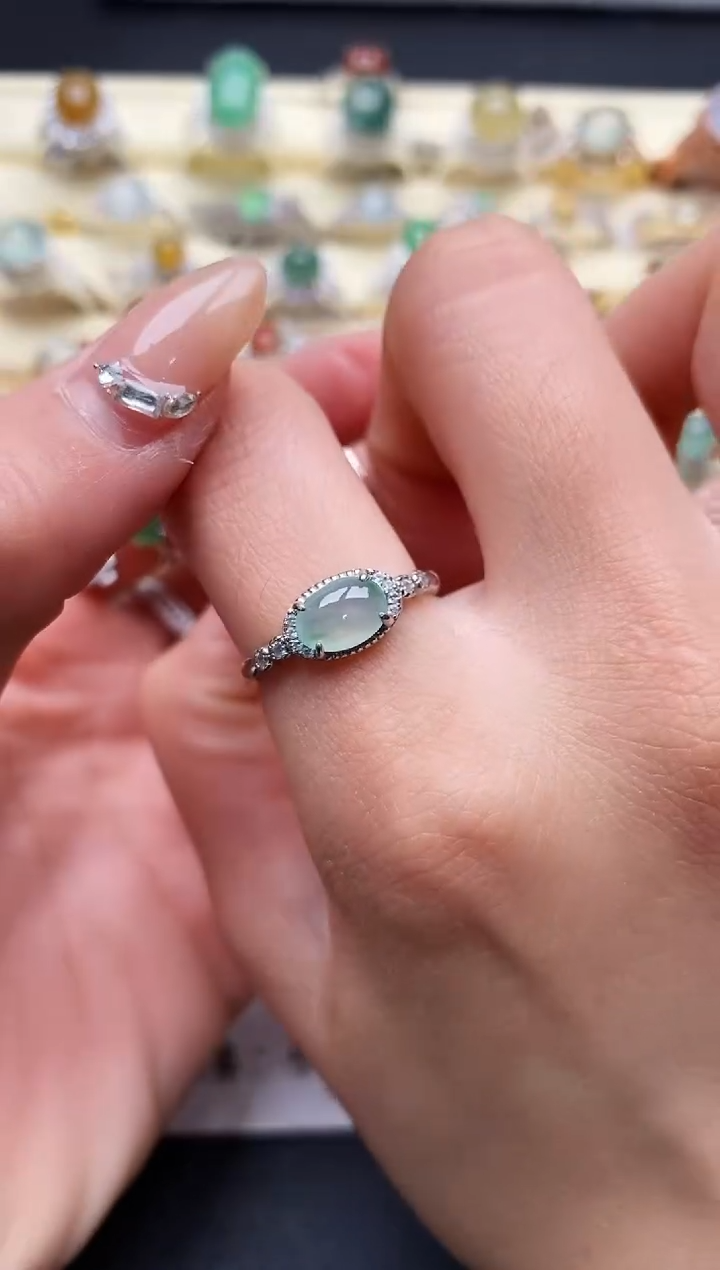 【闪购商品】翡翠戒指银S925镶嵌3333333+9