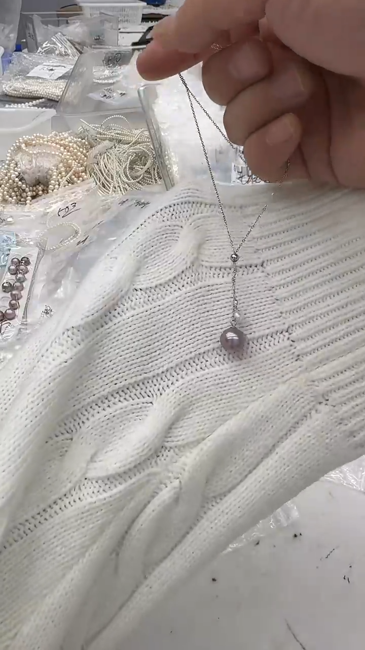 吊坠(赠链)银S925镶嵌淡水珍珠5-10mm 双珠吊坠-孤品