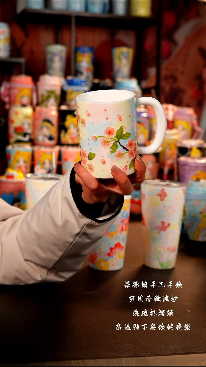 景德镇手工手绘陶瓷杯杯