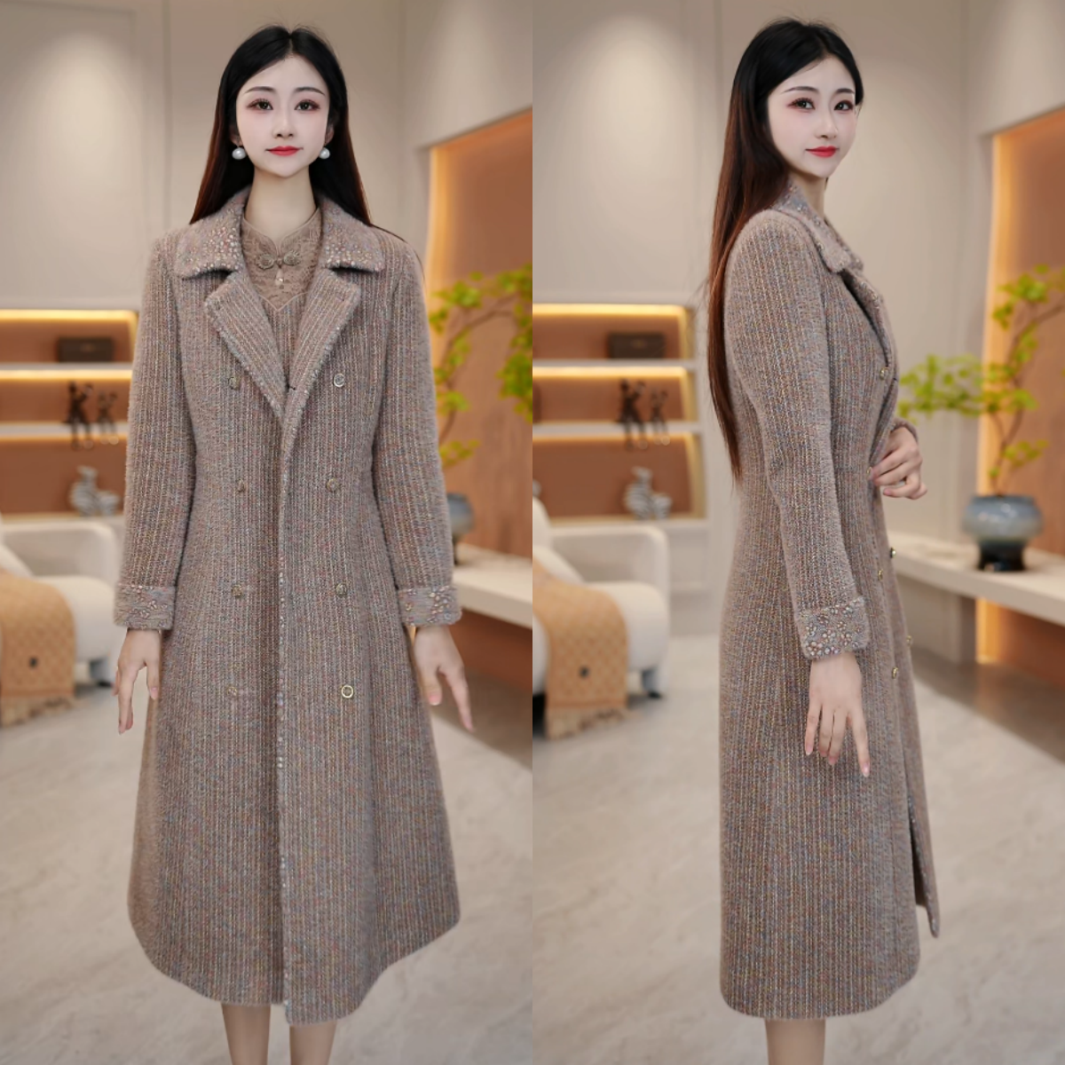 【两件套连衣裙】LY358 时尚洋气百搭优雅气质夹棉修身收腰显瘦秋冬