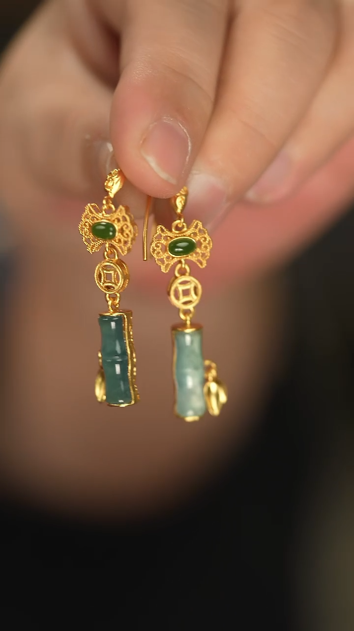 【闪购商品】翡翠耳饰银S925镶嵌新款