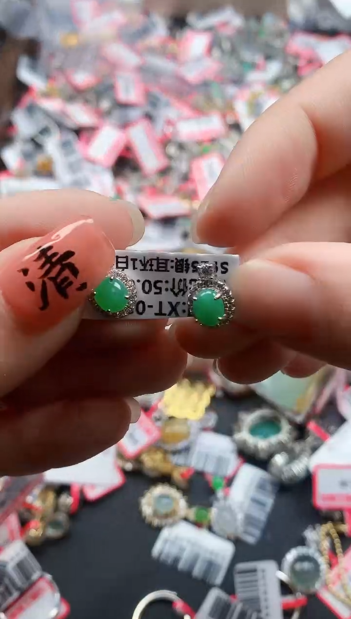 银S925镶嵌戒指翡翠天然A货缅甸翡翠