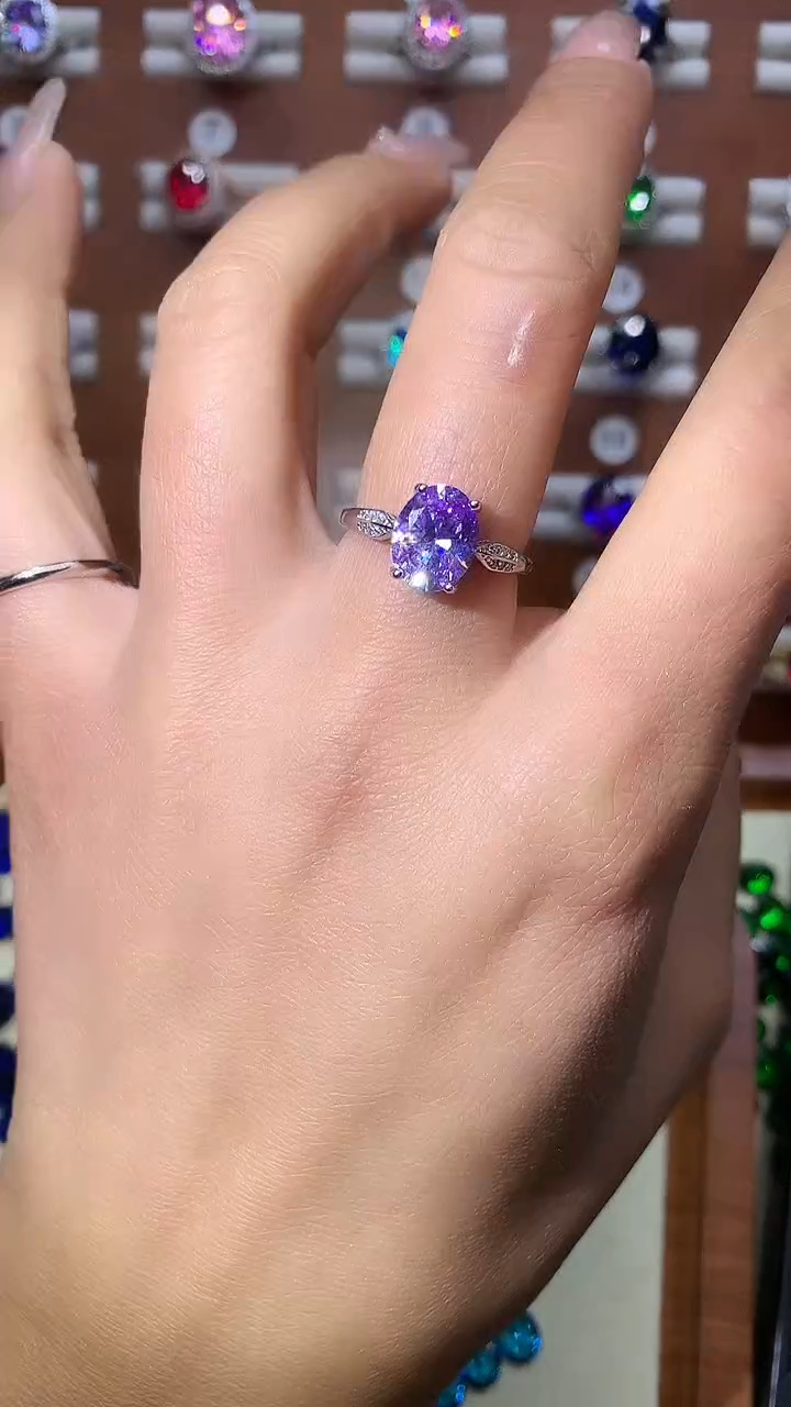 银S925镶嵌戒指碧玺810白