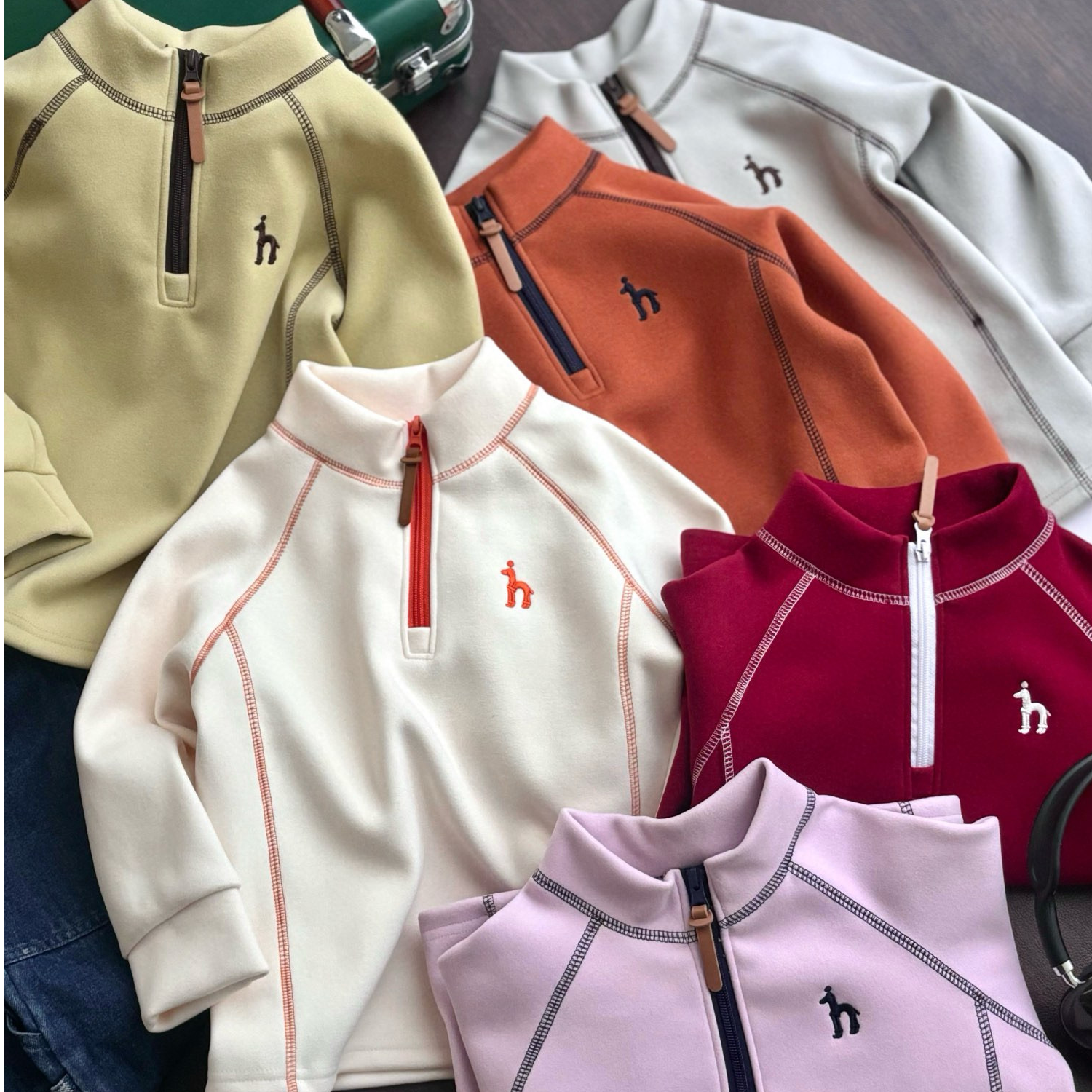 【H】新款男童女童上衣儿童半拉链洋气打底衫休闲秋冬保暖防风卫衣