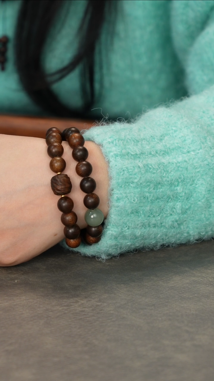 【闪购商品】沉香手串沉水级顺化紫奇楠1.0双圈古董料专属定制