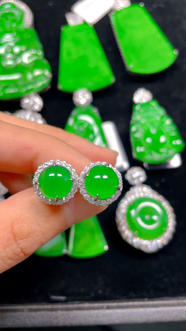 【闪购商品】翡翠颈饰银S925镶嵌耳饰