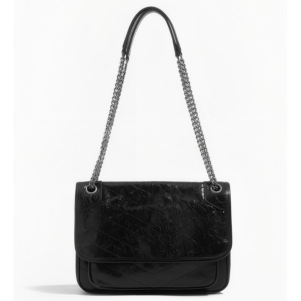 【丽姐】轻奢豪华时尚潮流女士树林黑色/白色niki单肩百搭斜挎包