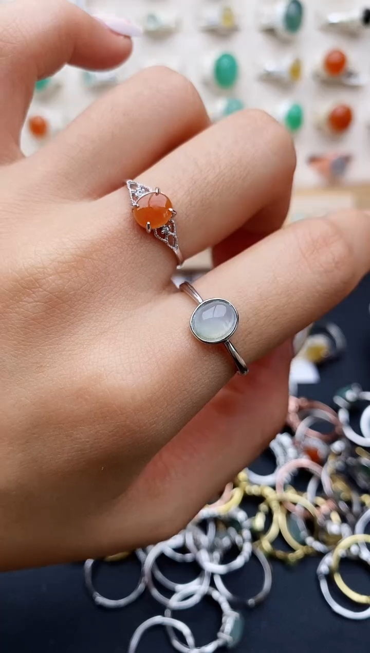 【闪购商品】翡翠戒指银S925镶嵌缅甸翡翠