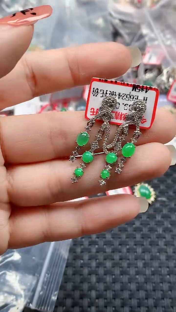 银S925镶嵌戒指翡翠天然A货缅甸翡翠