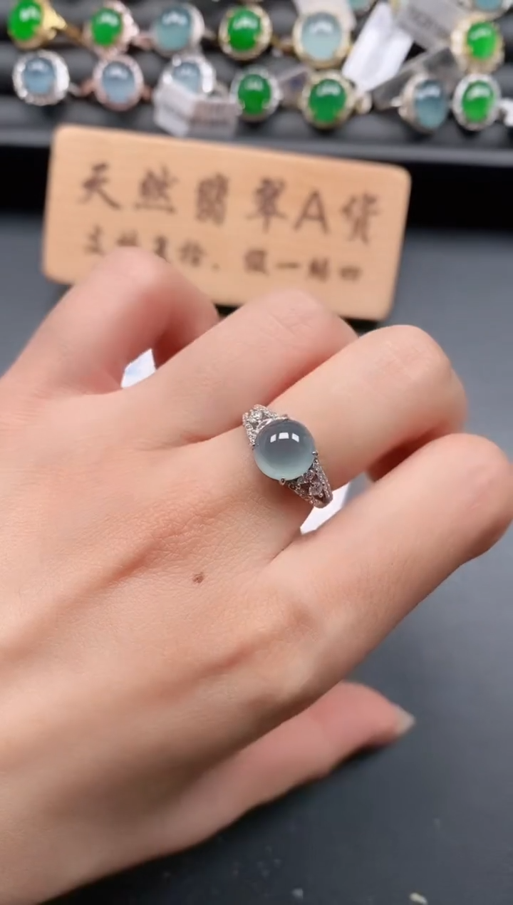 银S925镶嵌戒指翡翠111