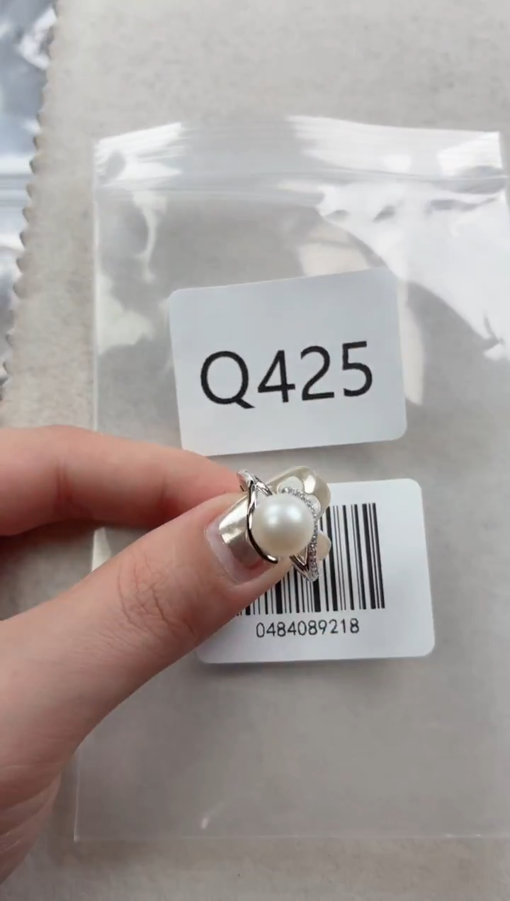 银S925镶嵌戒指淡水珍珠q425