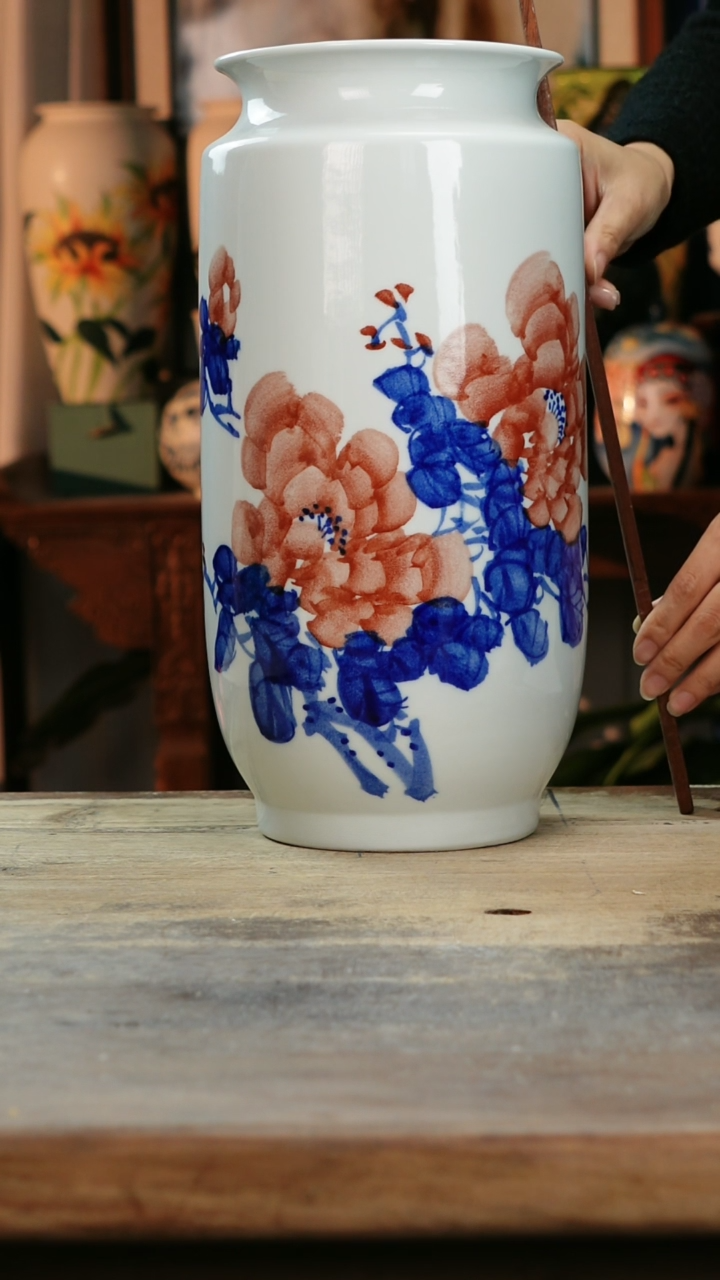 【闪购商品】瓷片景德镇纯手工釉下彩精品花瓶