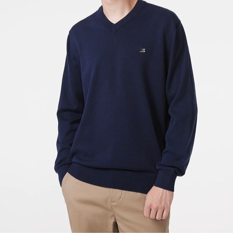 法国新款鳄鱼男装男士V领针织衫